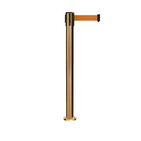 MONTOUR LINE Stanchion Belt Barrier Fixed Base Sat.Brass Post 16ft.Orange Belt MX650F-SB-OR-160